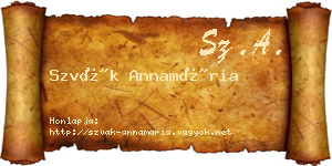 Szvák Annamária névjegykártya